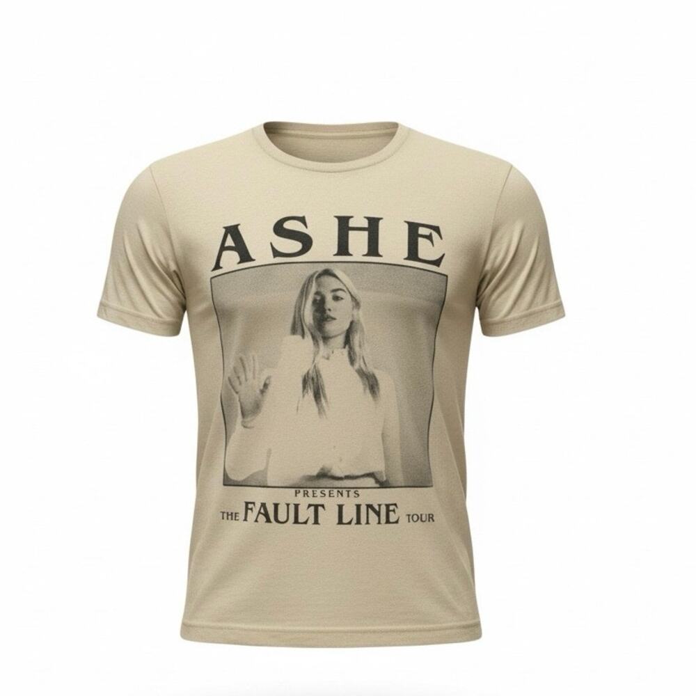 Ashe Fault Line Tour Graphic T Shirt Beige Size Small
